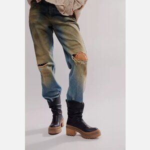 New Free People Mel Slouch Boots Size 8 MSRP: $268 Leather Black